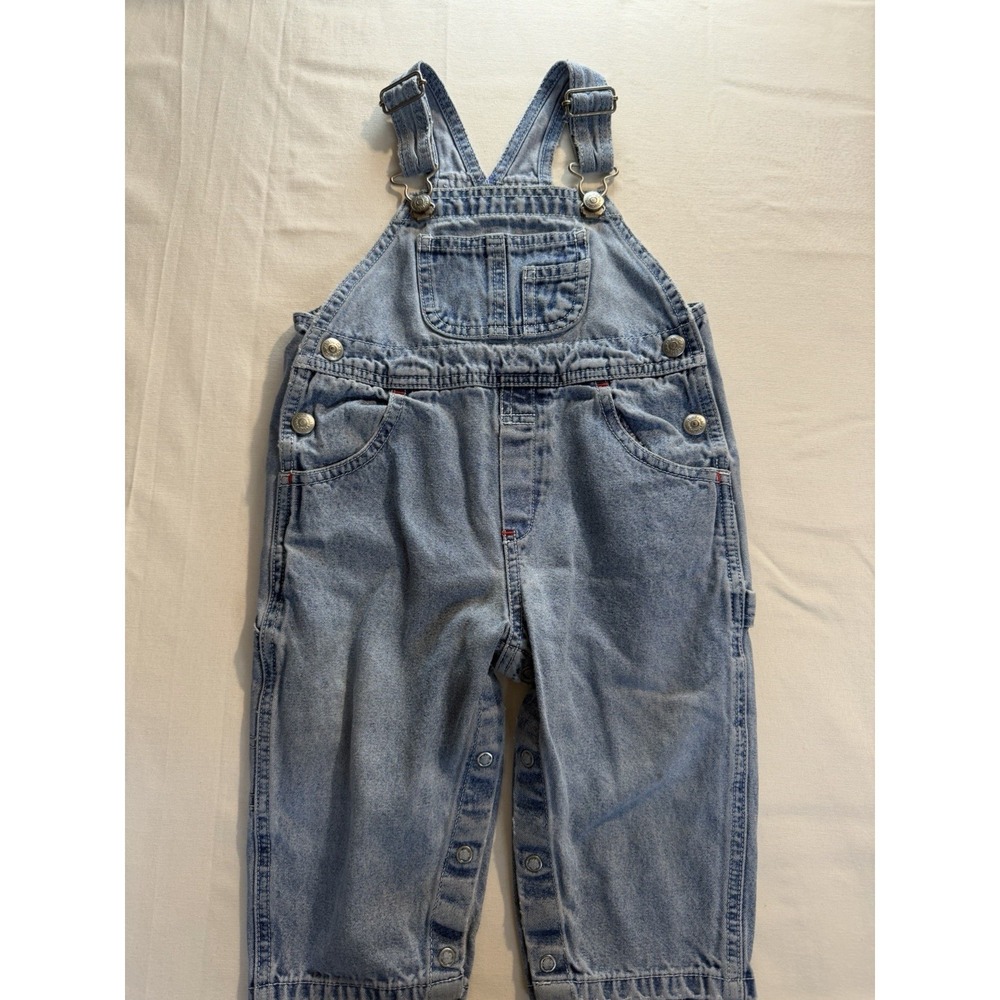 Oshkosh B'Gosh VTG Denim Jeans Overalls Light Wash Size 12/18 Months